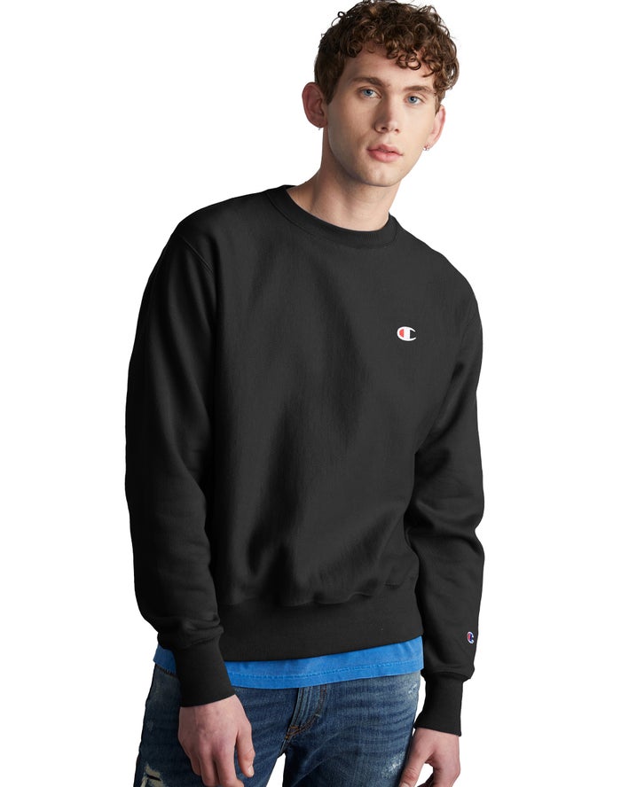 Champion Reverse Weave Crew Sweatshirt Heren - Zwart - Belgie 0734IESJC